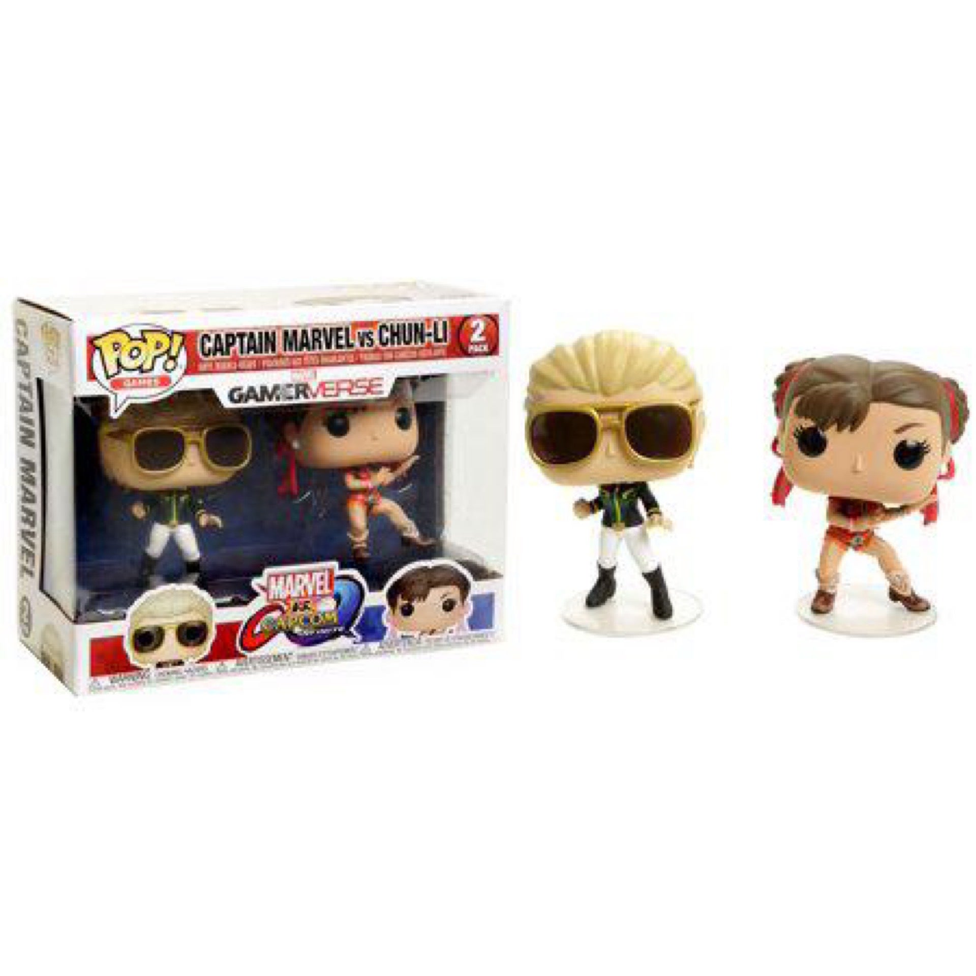 Pop! Vinyl 2-Pack: Capcom vs. Marvel: Captain Marvel vs Chun-Li (Player ...
